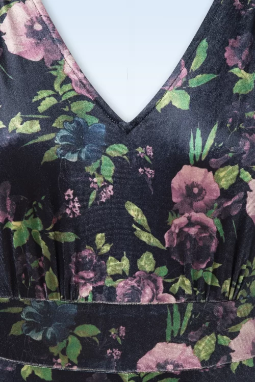 Vixen Vienna Velvet Floral jumpsuit in blauw