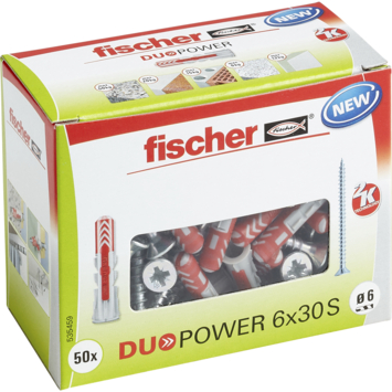 Fischer Universeelplug DuoPower 6x30mm met schroef 50 stuks