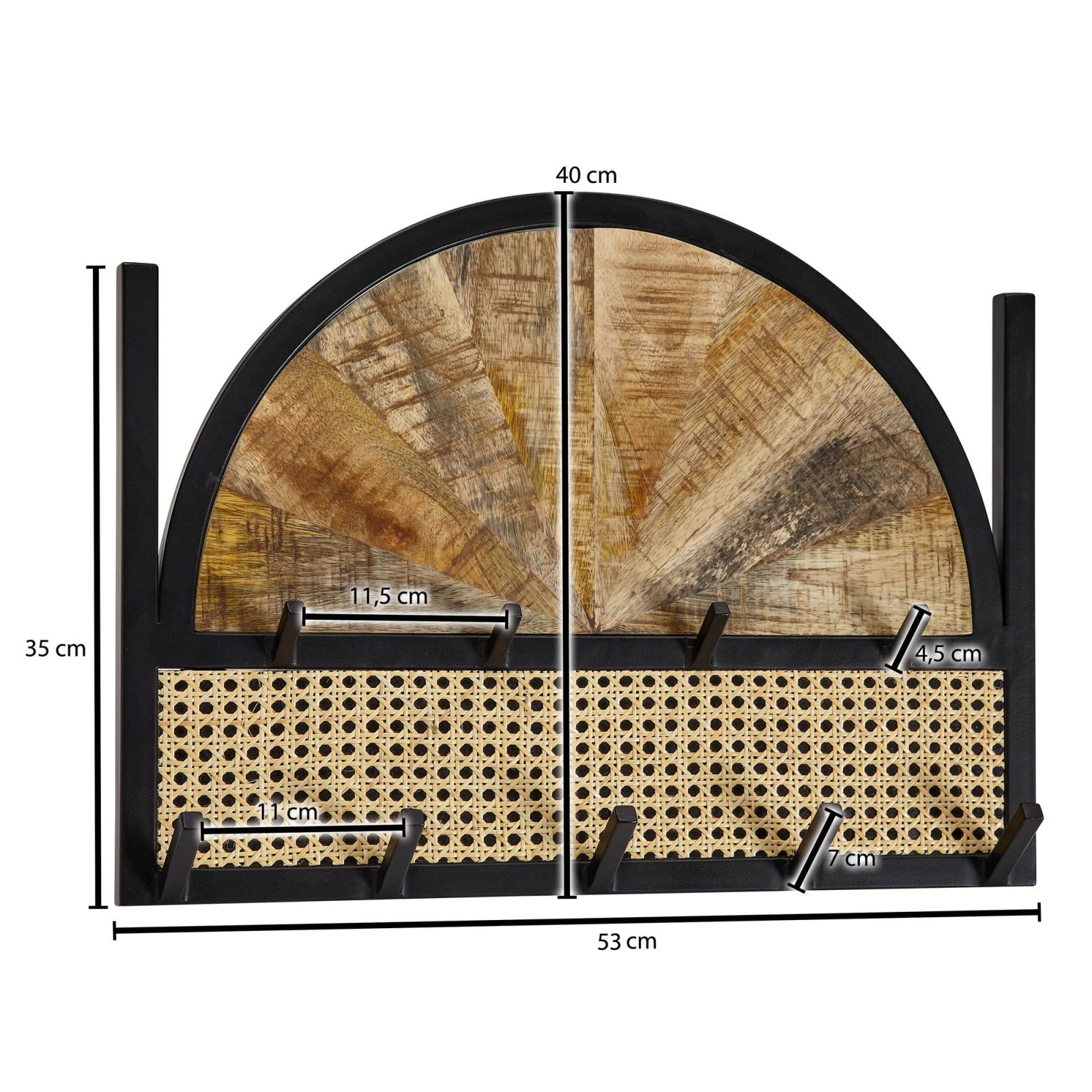 Wandgarderobe - hellbraun - Mango massiv - 53 cm