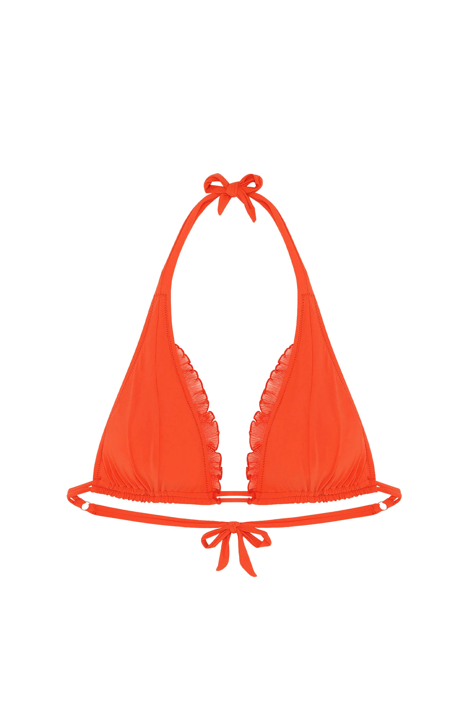 maelys Haut de maillot de bain triangle orange à volants Orange