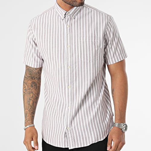 Chemise Manches Courtes A Rayures Marina Stripe Blanc Rose