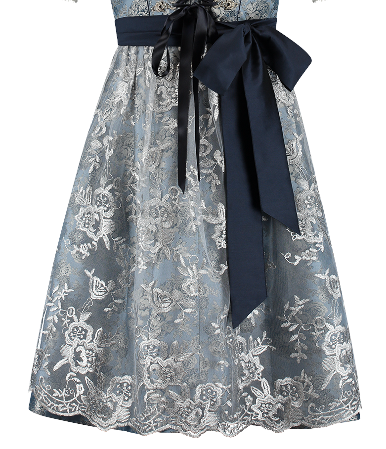 Blauw Zilveren Dirndl Jurk Oktoberfest Dames 2 Delig