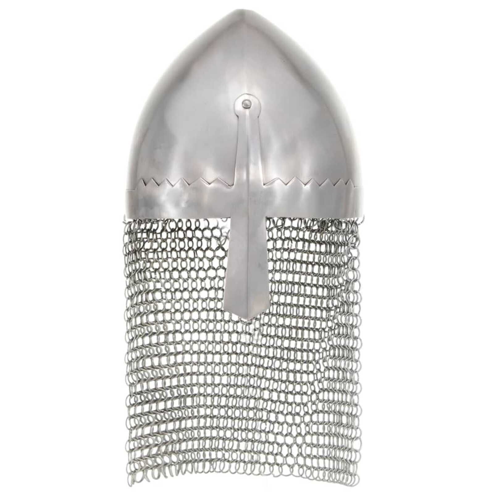 vidaXL Antieke Ridderhelm Replica, LARP, Zilverkleurig Staal