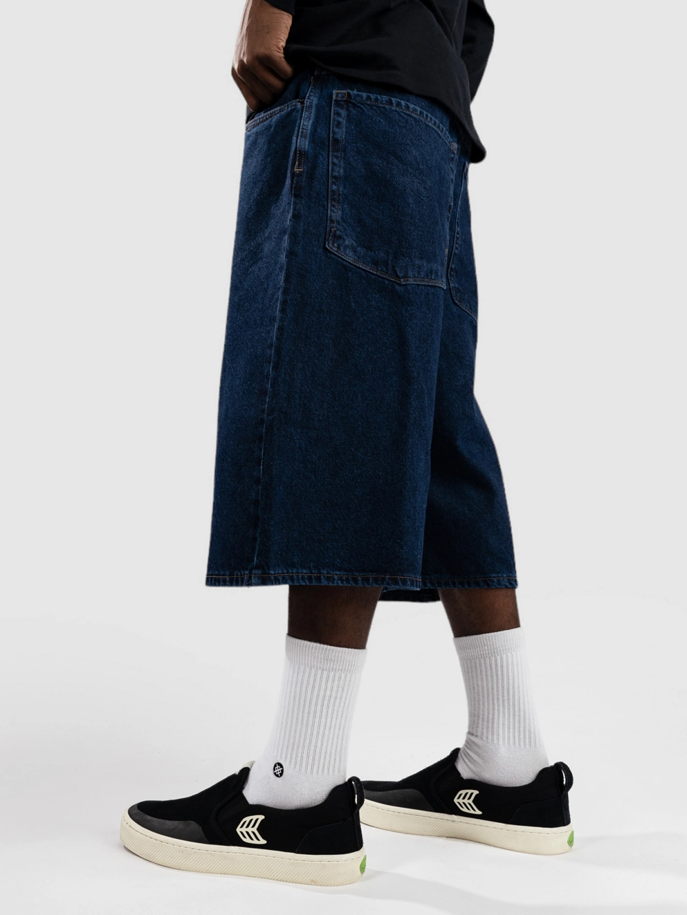 Empyre Ultra Wide Sk8 Denim Shorts evening dark blue