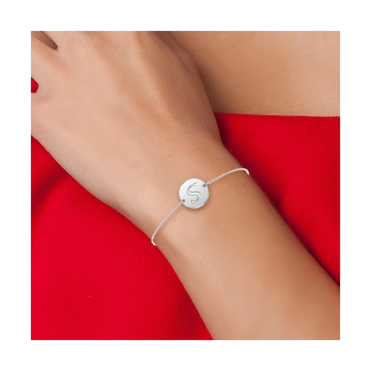 Bracelet lettre S en acier inoxydable SC Crystal