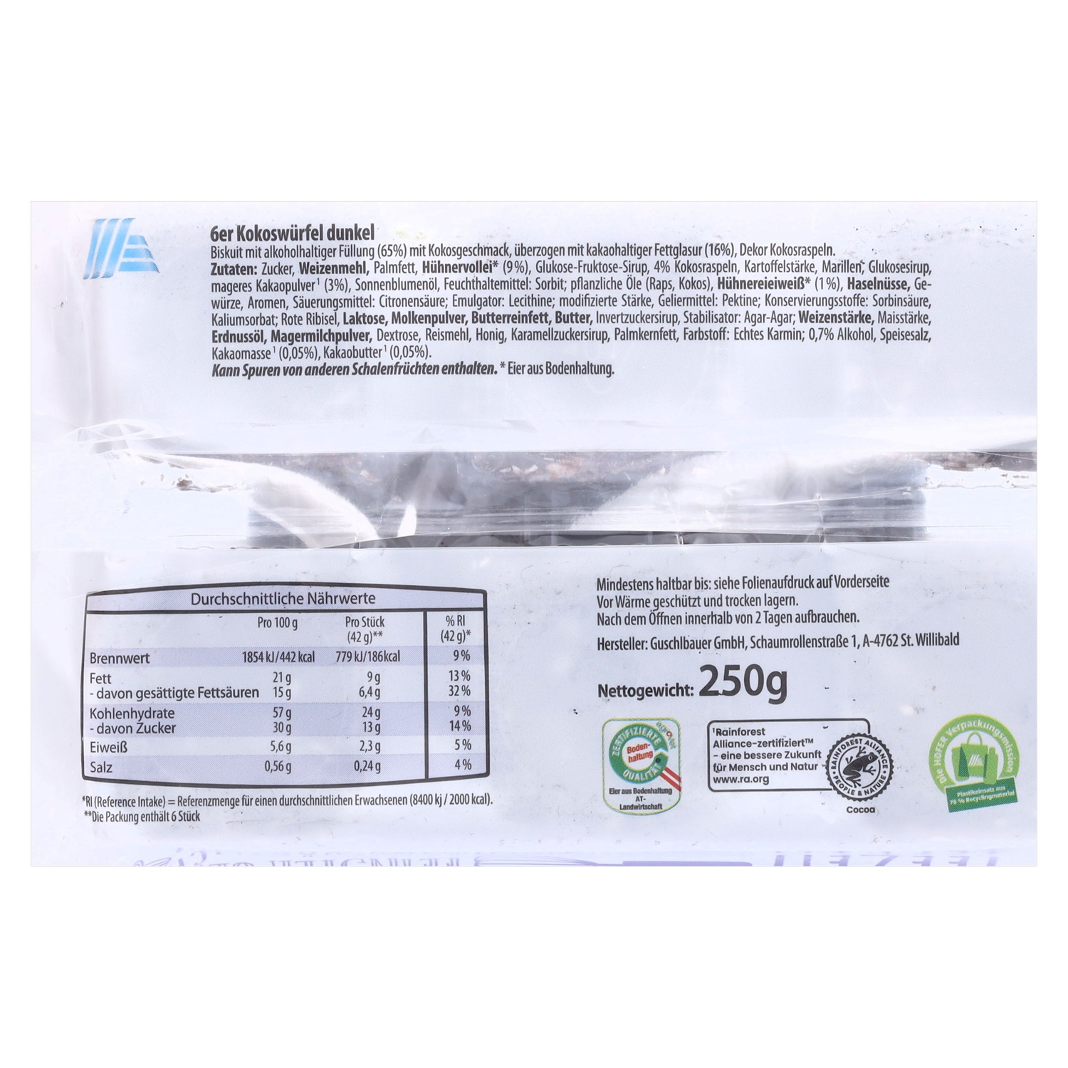 FINEST BAKERY Mini Würfel/Kuppeln, Kokoswürfel 250g