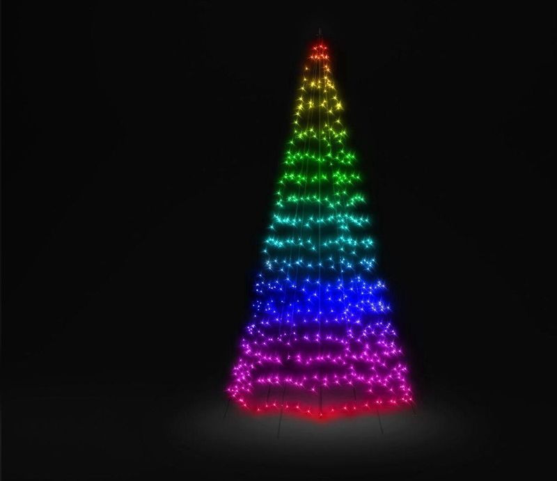 Twinkly Vlaggenmast verlichting - Kerstverlichting voor Buiten - 2 meter - 300 LED - incl. mast - RGB Licht - Zwart