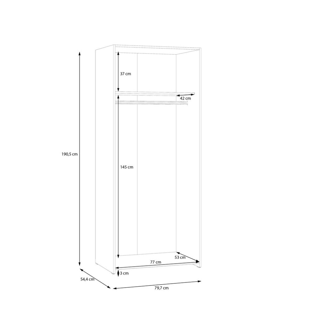 GARDEROBE SLETT 80CM HVIT