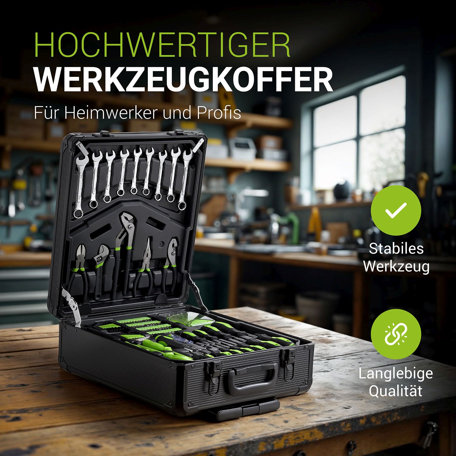Juskys Werkzeugkoffer - 1200 teiliges Werkzeug Set, Werkzeugtrolley gefüllt, Werkzeugkiste, Rollen