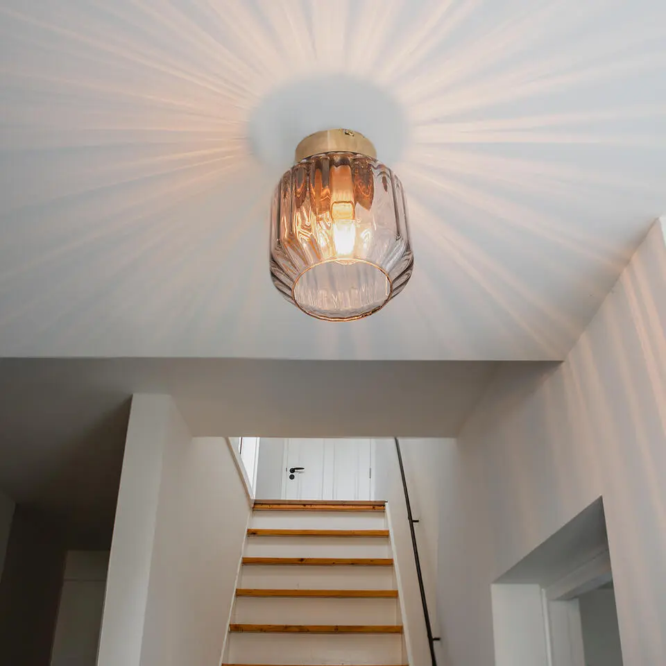 Qazqa plafondlampen stiklo goudkleurig e27