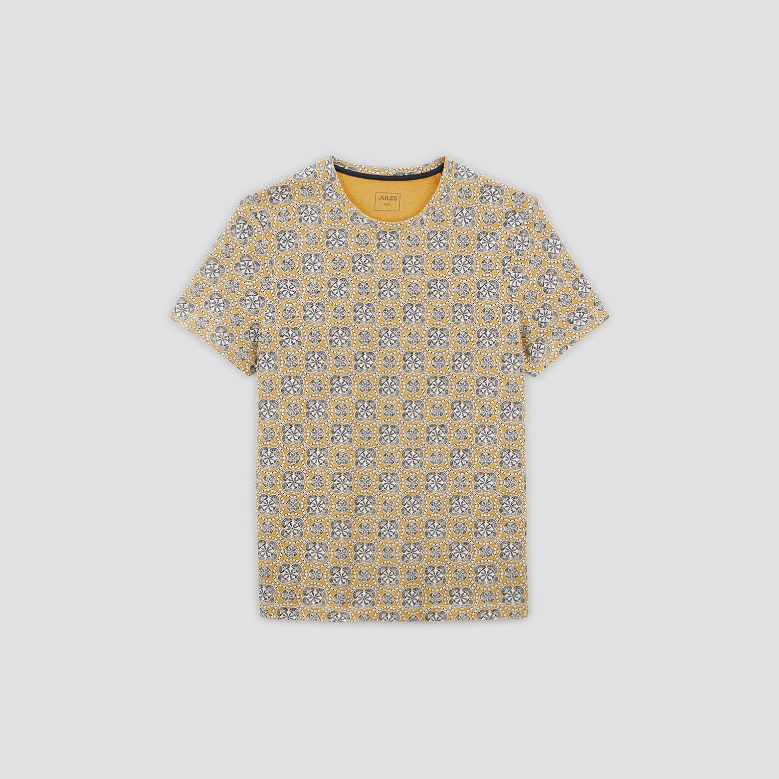 Tee shirt en coton lin imprimé Jaune foncé