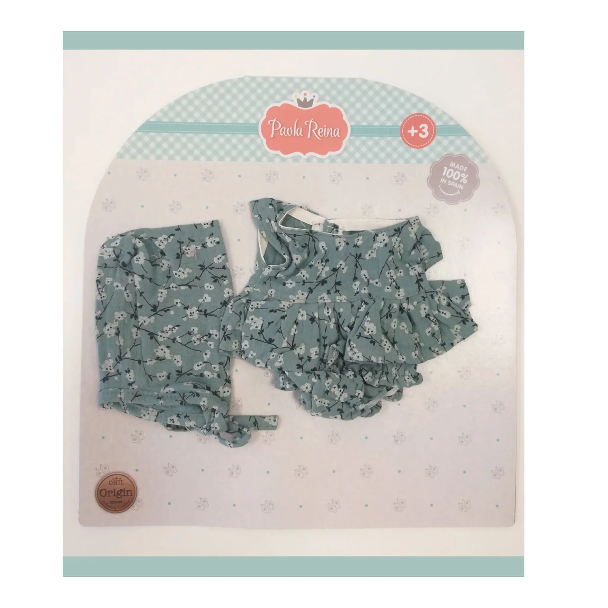 Paola Reina Vêtement pour poupée Gordis - Romper et chapeau fleurs turquoises Rachel - Paola Reina