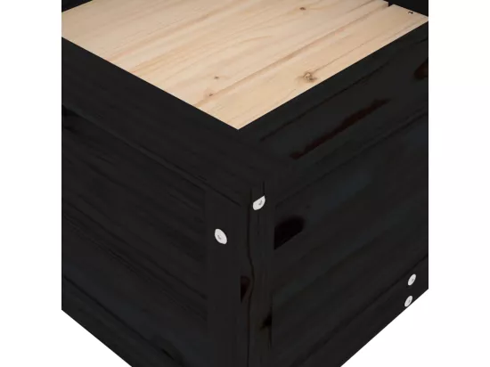 Jardinière noir 82,5x82,5x39 cm bois massif de pin