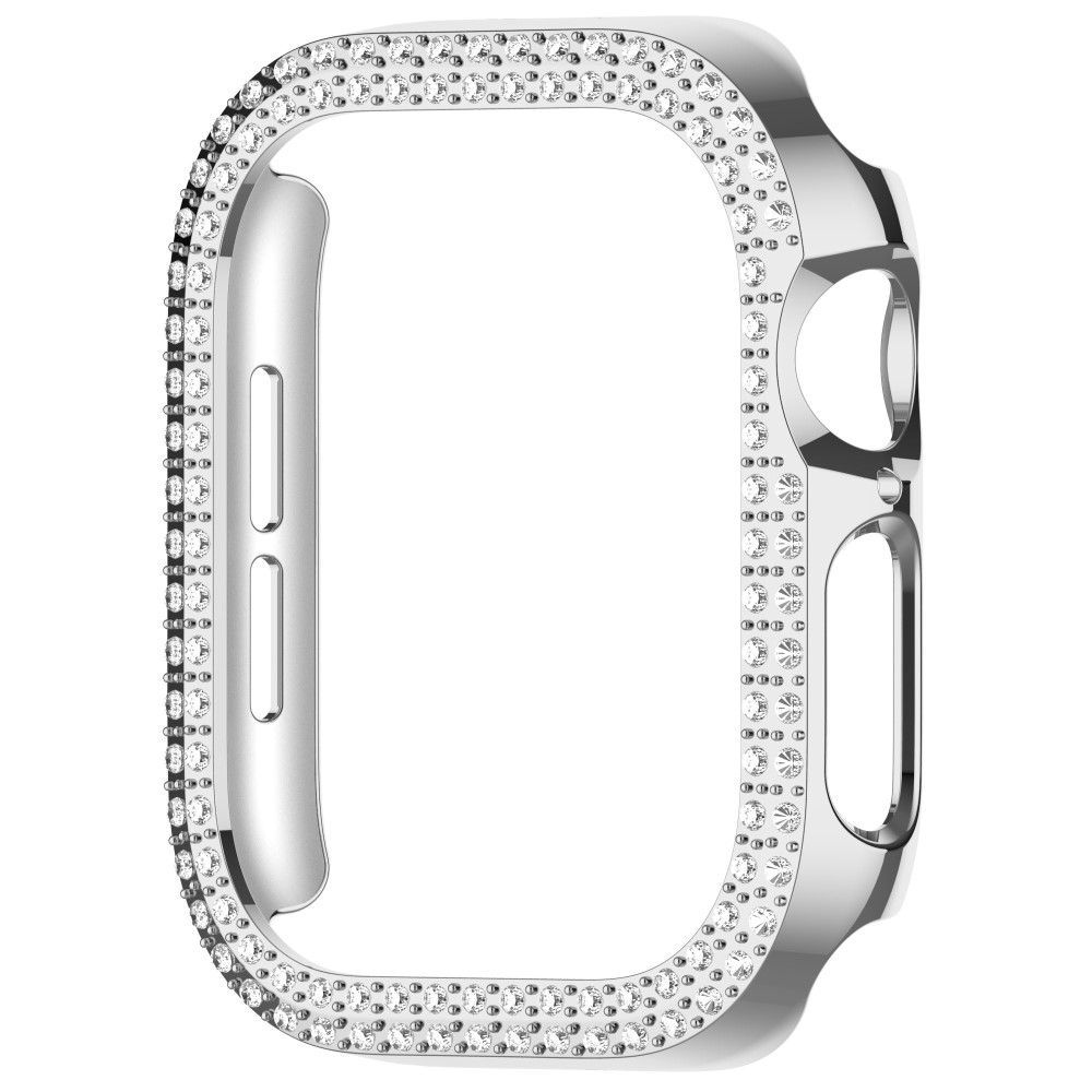 Apple Watch Series 11 / Series 10 (46mm) Galvanisierte Glitzer Strass Bumper Hülle - Silber