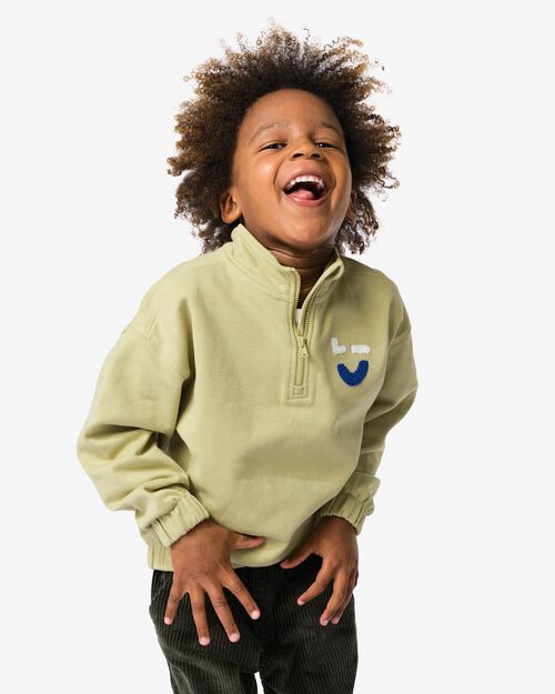 pull enfant zippé vert