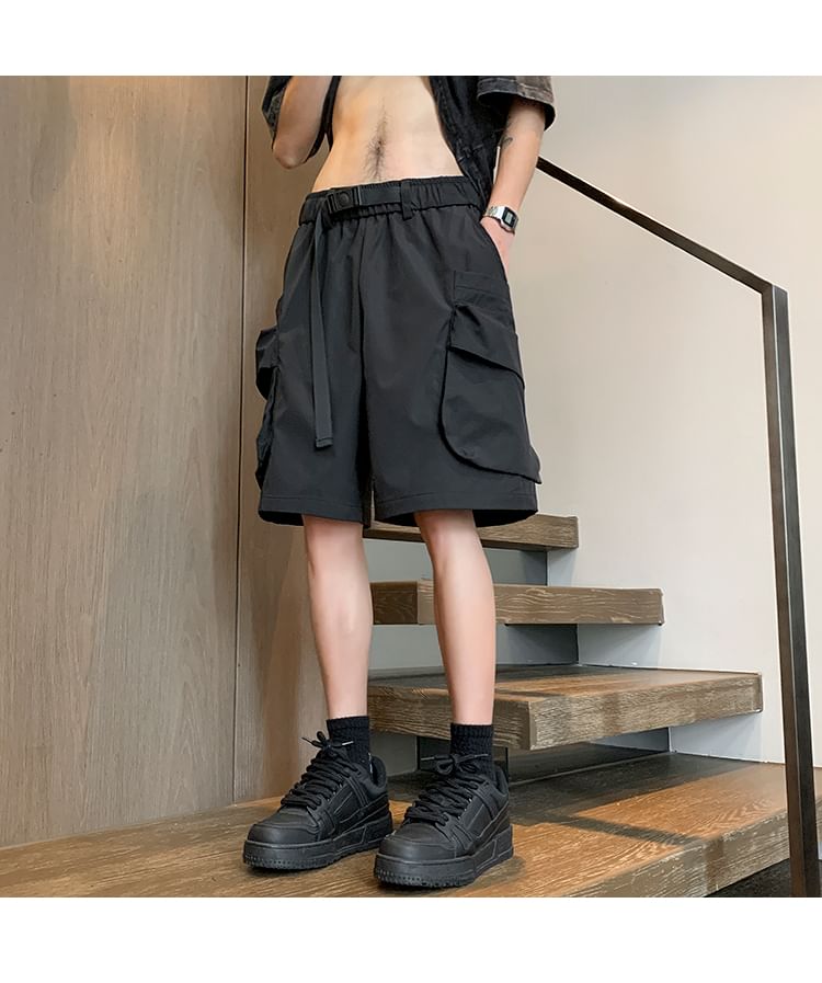 emeisa - Effen cargoshort met middelhoge taille