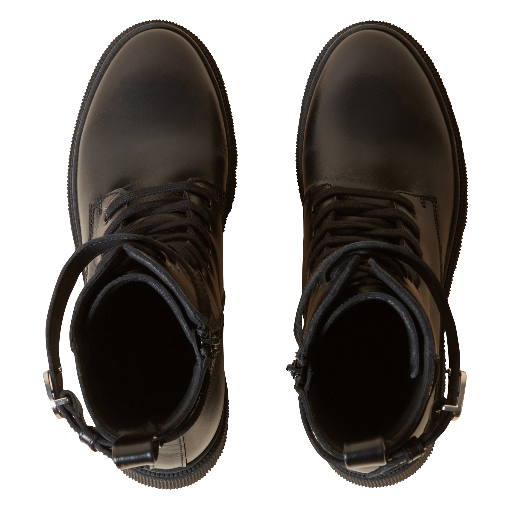 Bottines hautes rangers en cuir | Noir