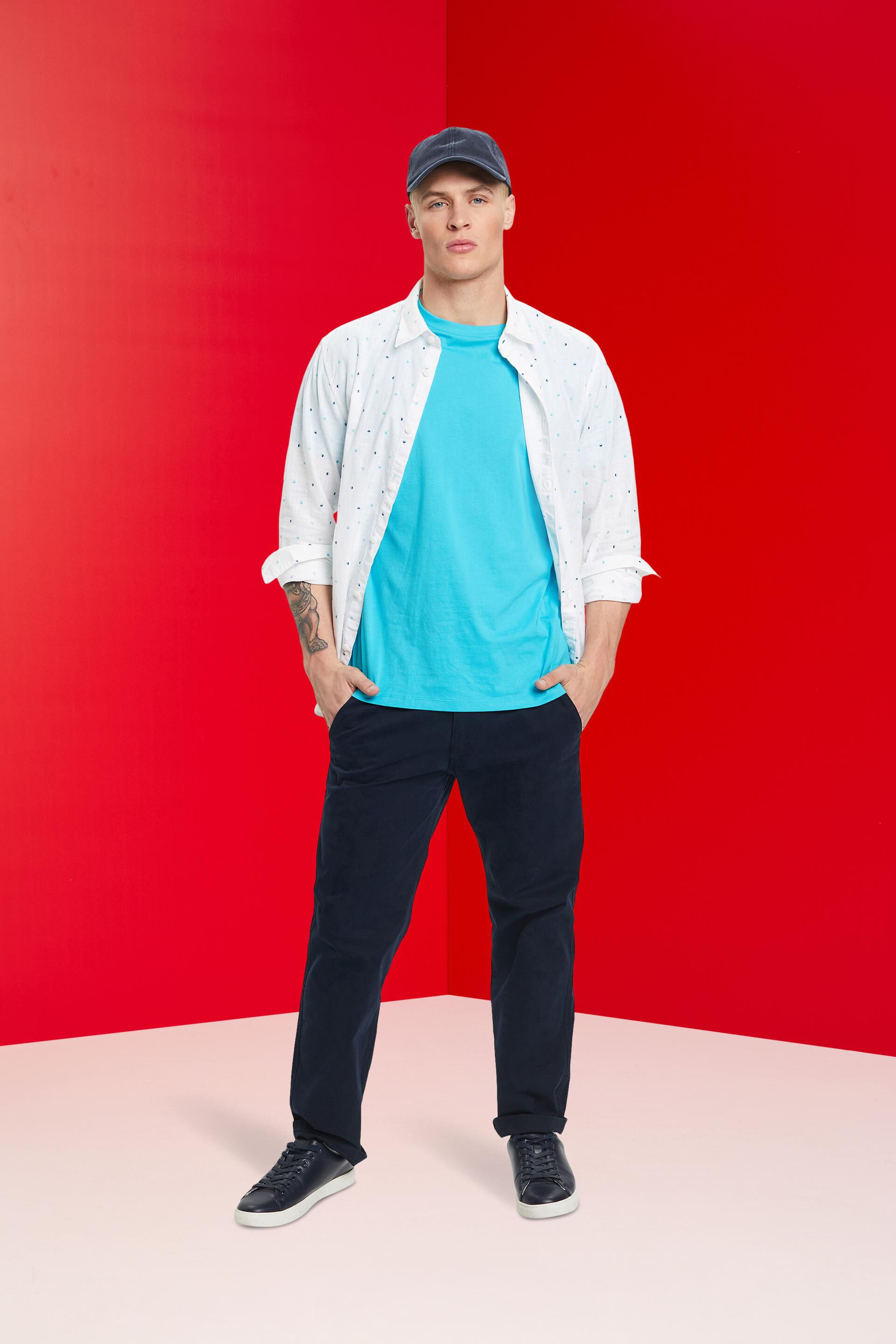 Chemise en coton flammé à motif à pois en forme de lune