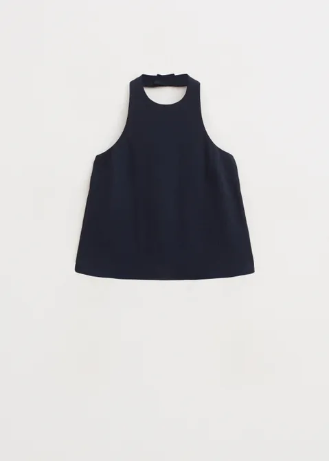 Halter top met gekreukt detail blauw (BLW.D)
