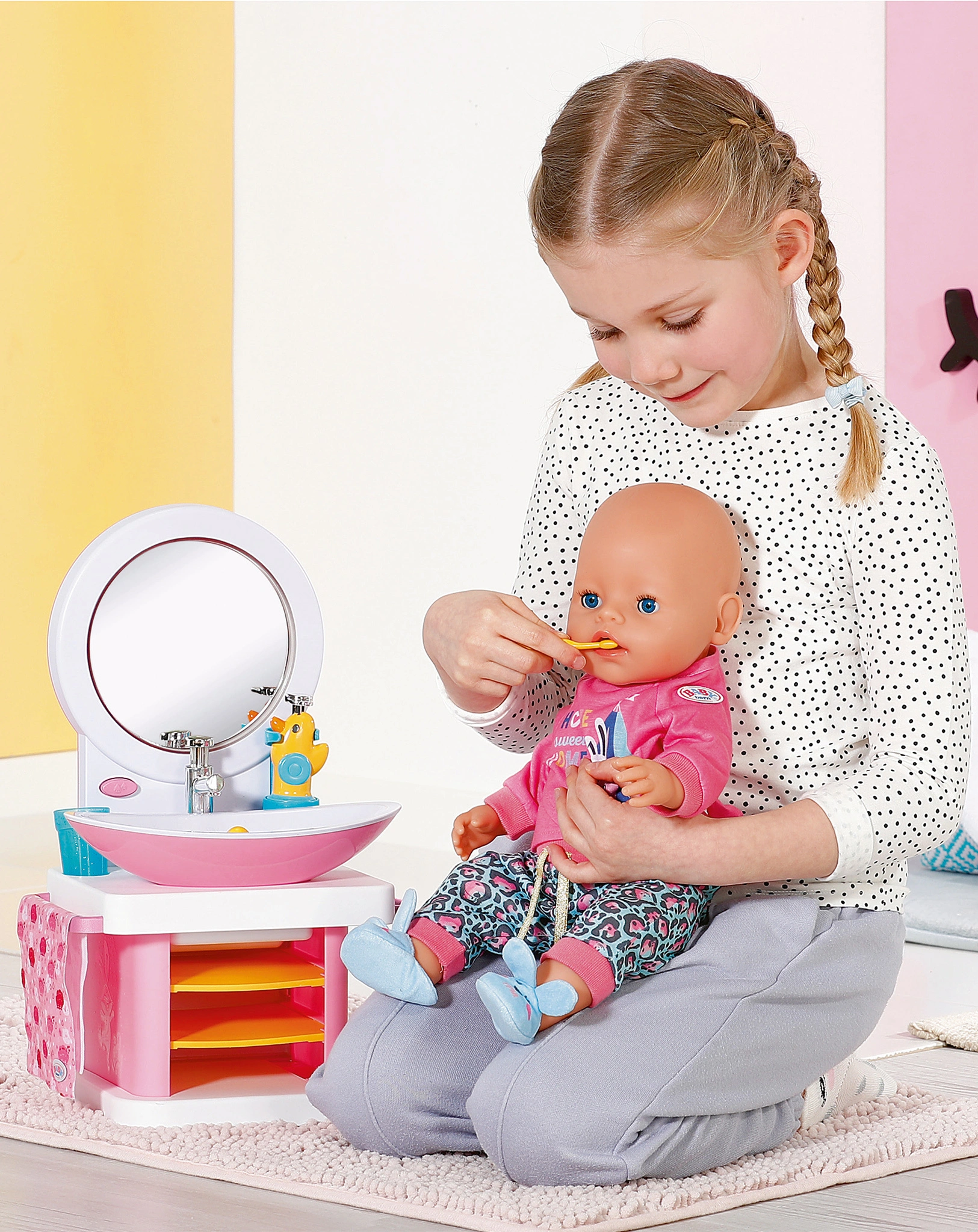 Puppen-Zubehör BABY born® - WASCHTISCH in weiß/rosa