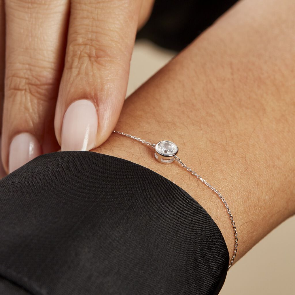Bracelet Columbine Or Blanc Oxyde De Zirconium Blanc