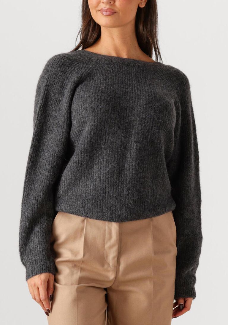 donkergrijze second female trui flare knit