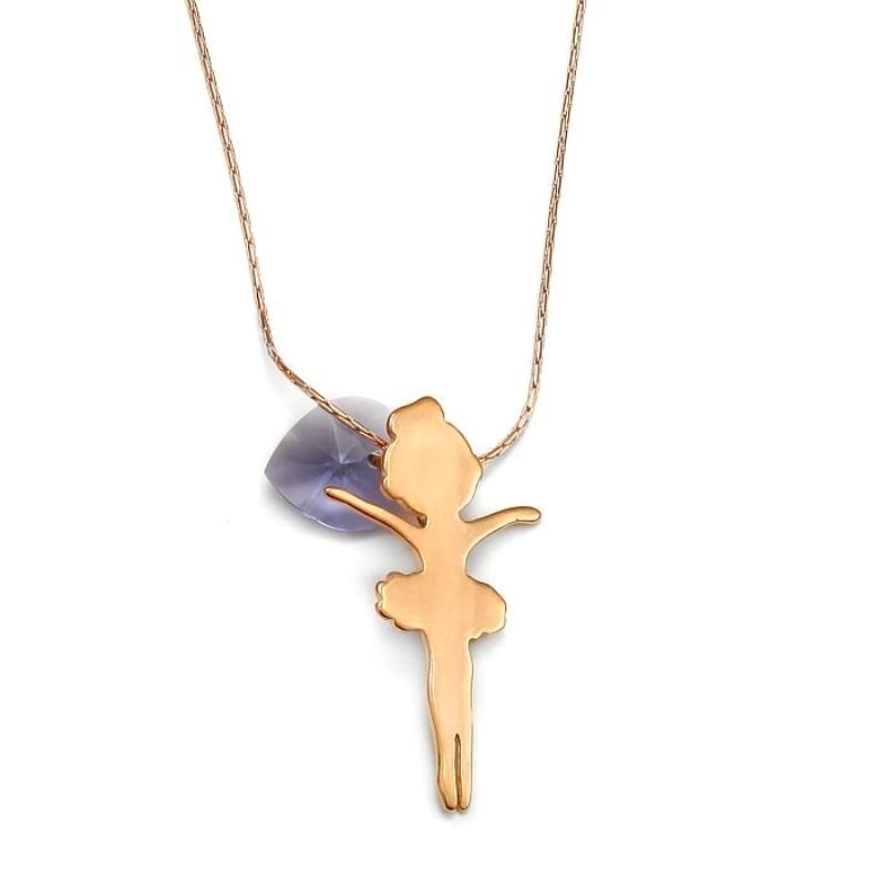 Pendentif Danseuse et chaîne Doré Rose