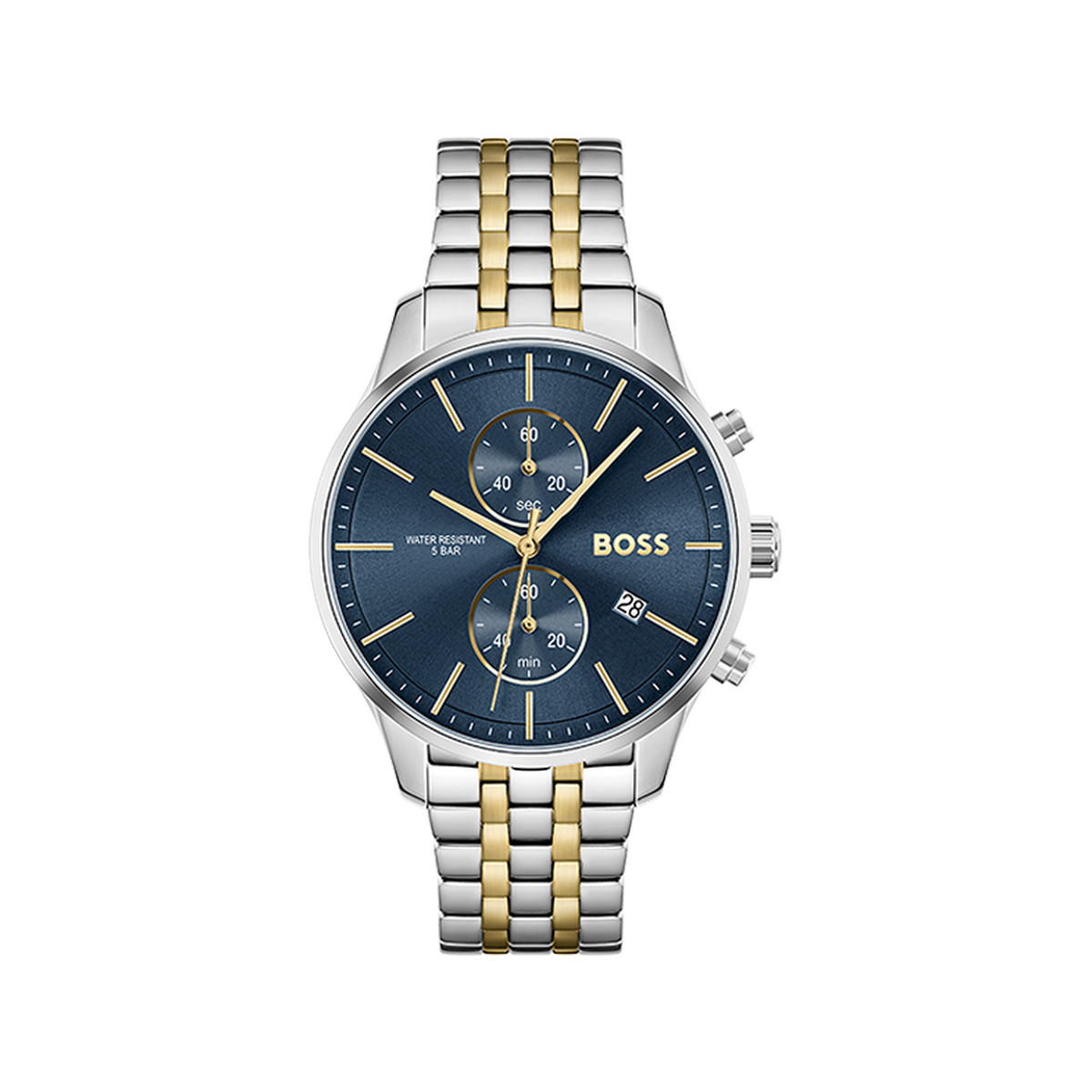 Montre BOSS Associate homme bracelet acier bicolore  doré jaune