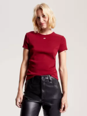 Camiseta essencial canelada de corte justo