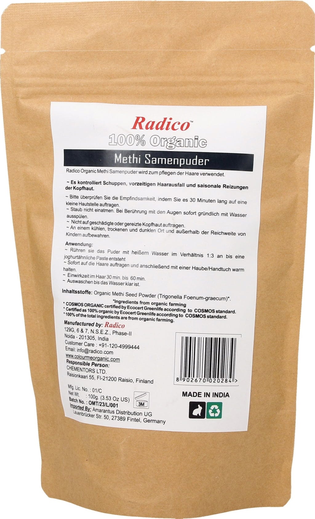 Radico  Bio-Methi Pulver, 100 g