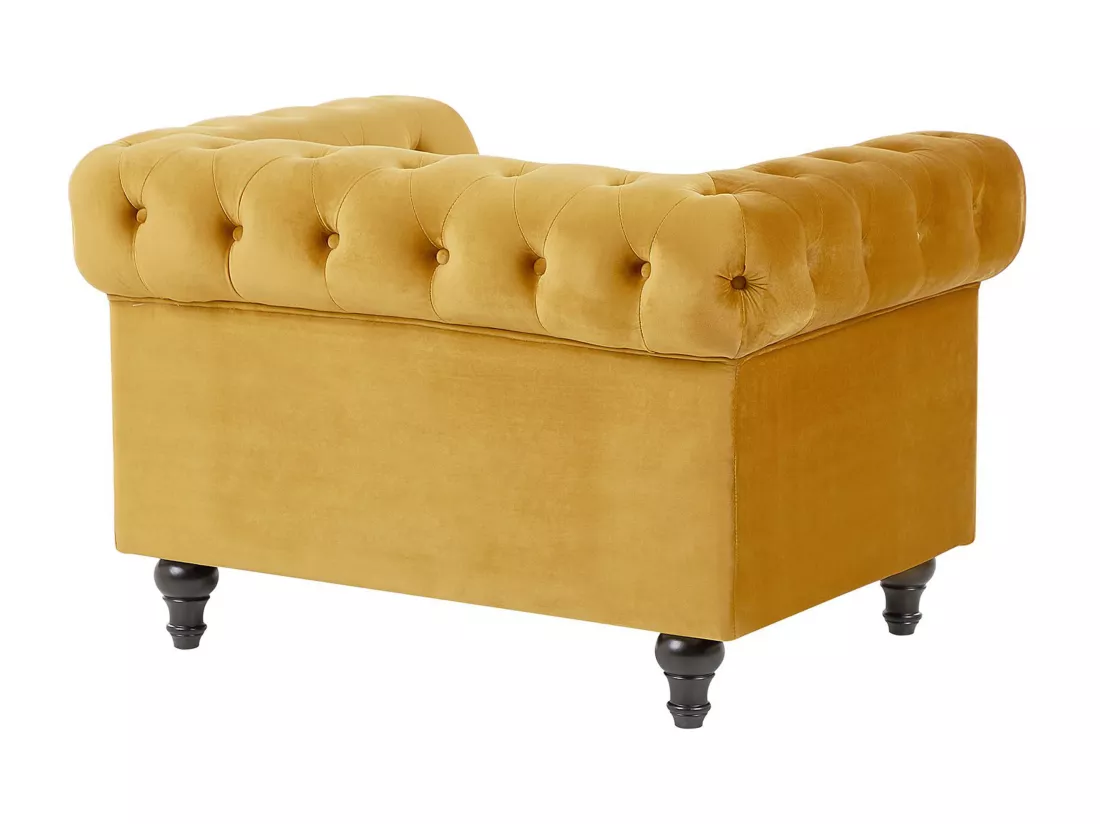 Fauteuil CHESTERFIELD Velours Moutarde