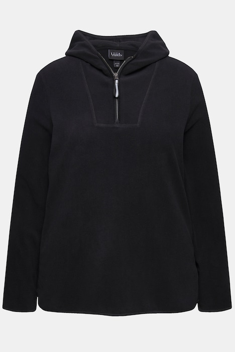 Fleece-Troyer, kurz, Oversized, Kapuze, Langarm, recycelt