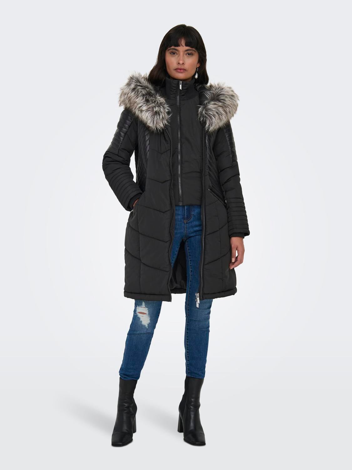ONLNEWLINETTE Steppmantel Black