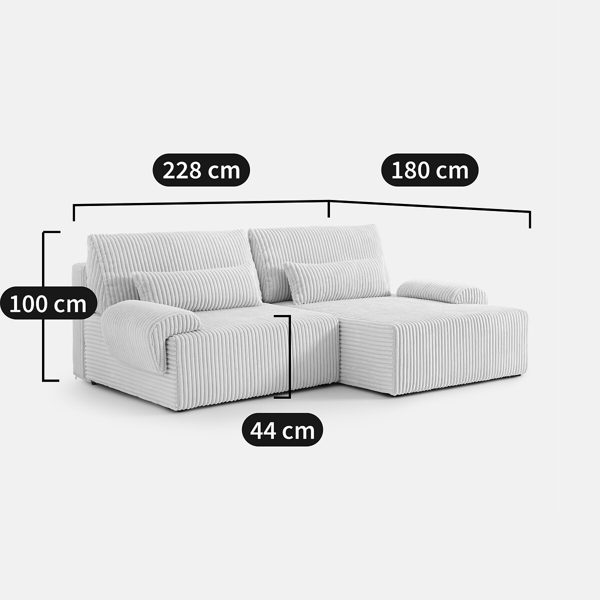 LA REDOUTE INTERIEURS<br>Sofá de canto em bombazina MAONA XL