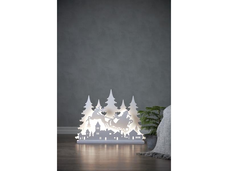 Star Trading Tischdeko Grandy, 80 cm, Holz, Weiss Beleuchtete Weihnachtssilhouette