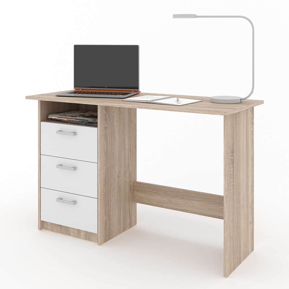 VICCO Schreibtisch MEIKO Weiß Sonoma Eiche Arbeitstisch Bürotisch Regal PC Tisch