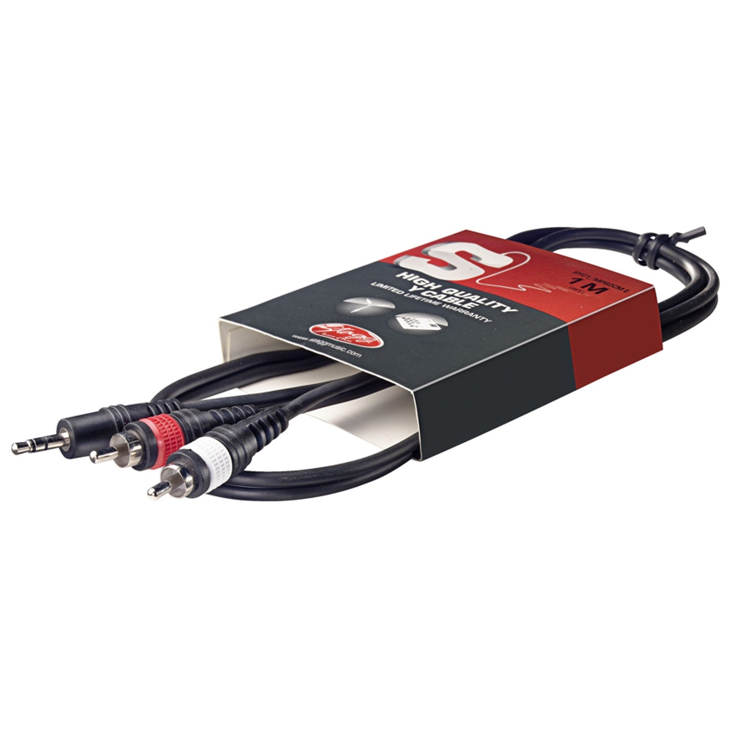 Stagg SYC1/MPS2CM Y-kabel 2x RCA male - 3.5 mm jack stereo male