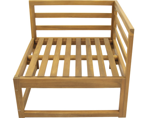 Loungeset voor 4 personen bestaande uit: fauteuil, kruk, houten tafel inclusief kussens