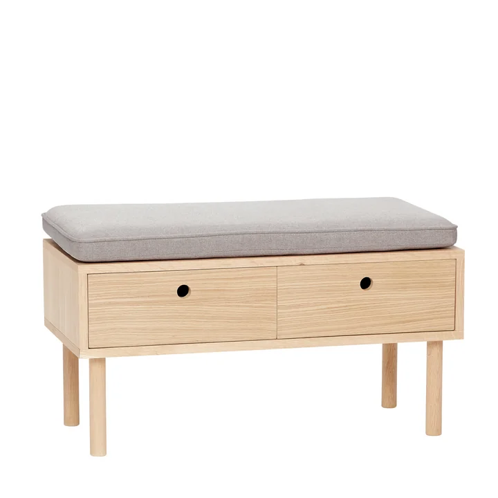 Hübsch Interior - Bank mit Kissen und 2 Fächern, L 85 cm / Eiche