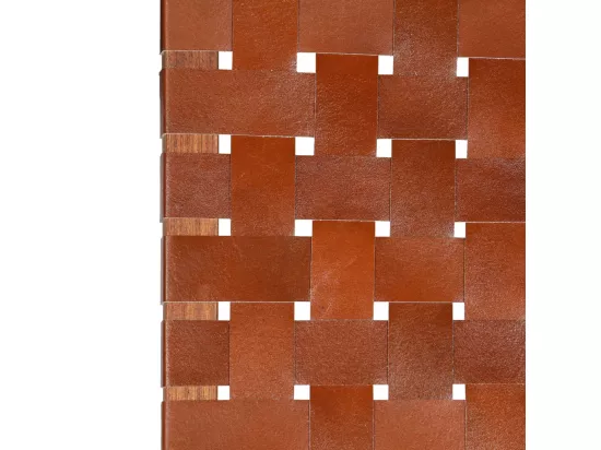 Chaise pliable bandes croisées marron cuir véritable