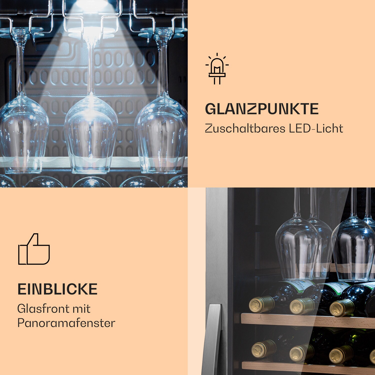Vinamour 46 Uno Weinkühlschrank 1 Zonen 155 L/46 Fl. 4-18 °C Edelstahl