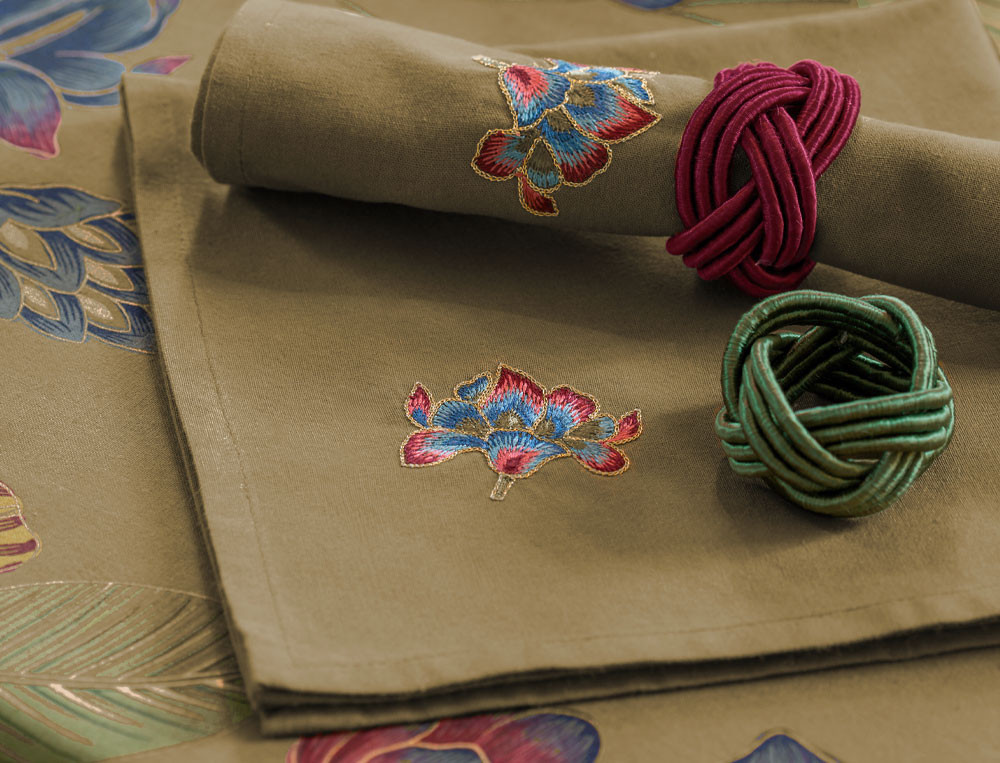 Lot de 2 ronds de serviette-D'or et d'épices