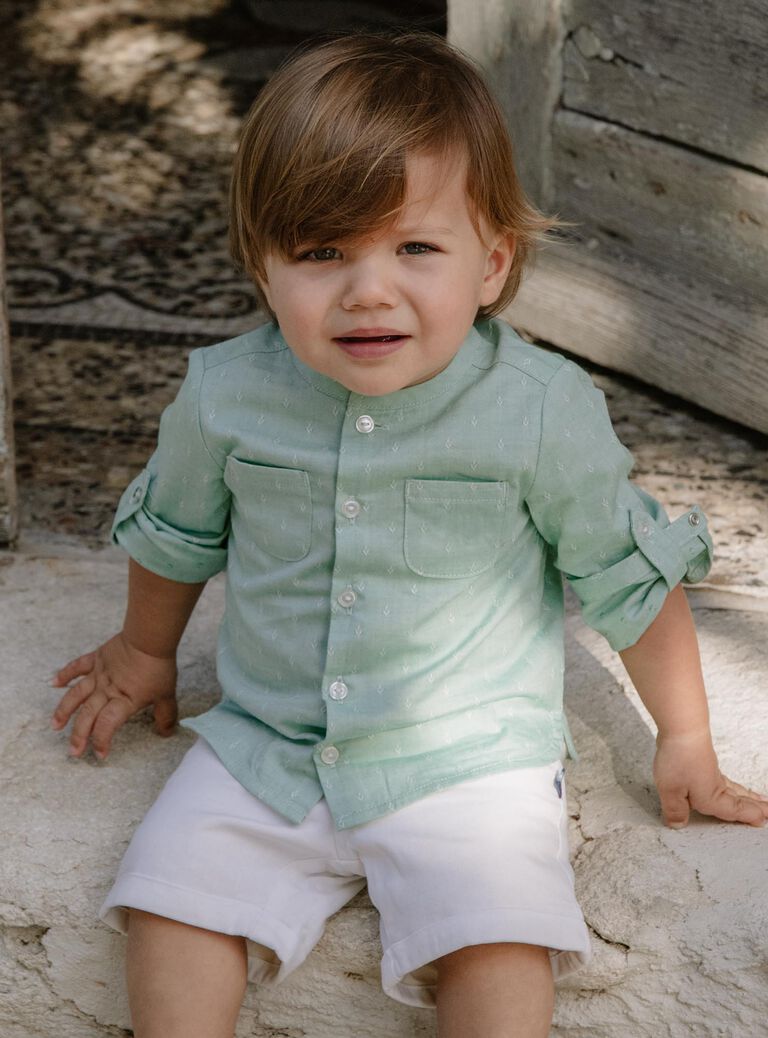 Chemise vert pistache en jacquard