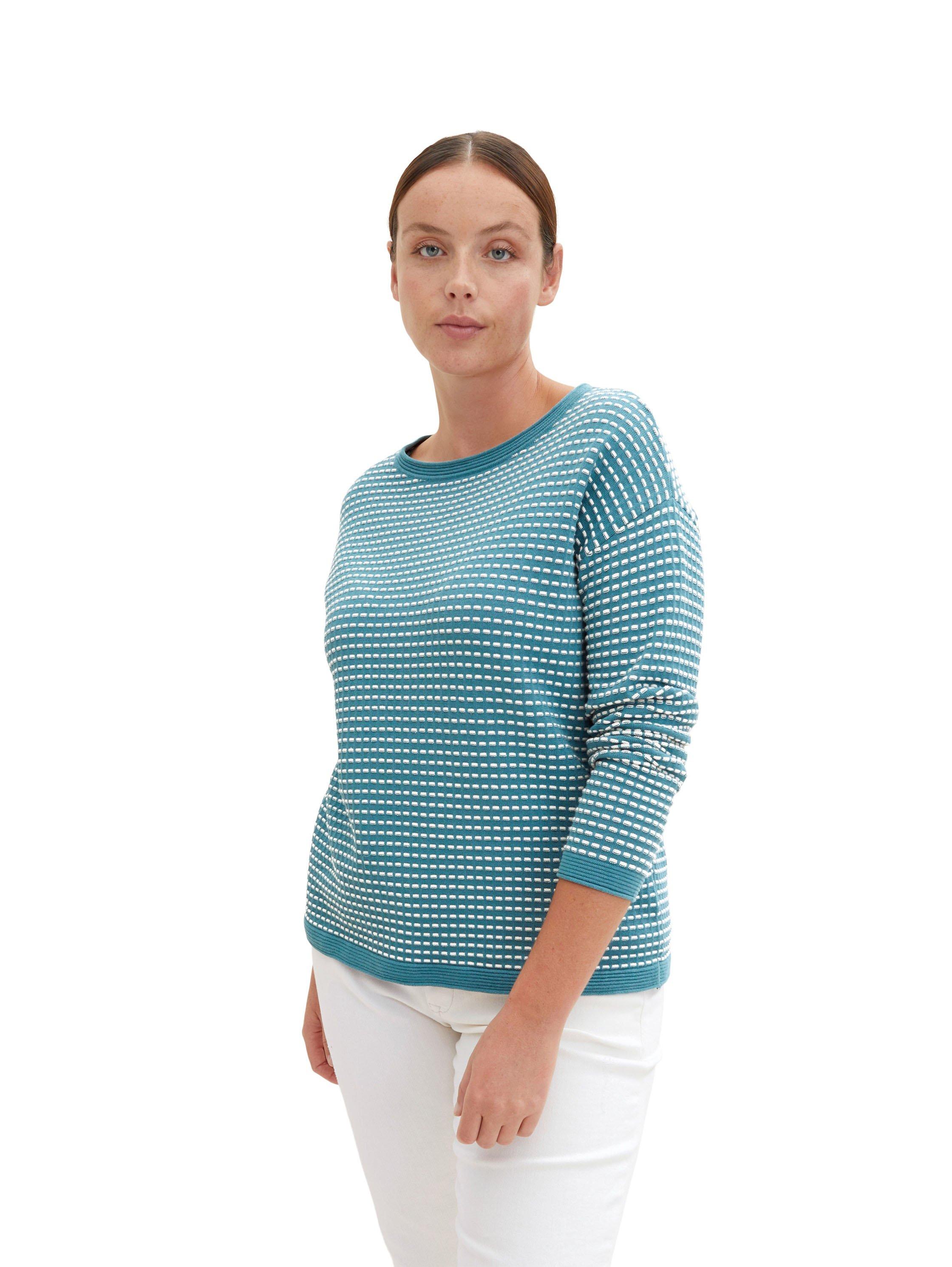 Pullover in Kontraststruktur mit Rippbündchen