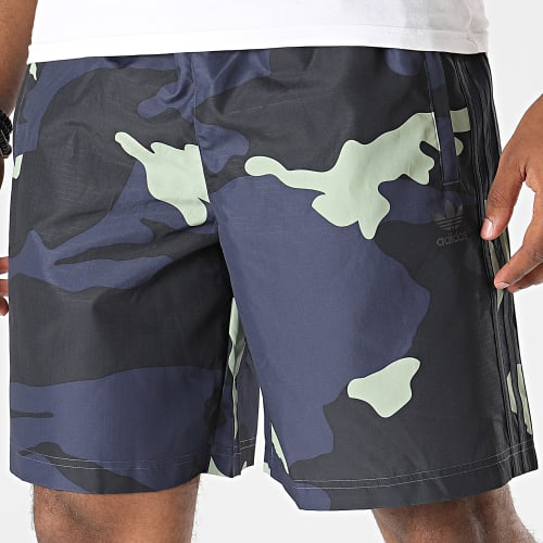 Short Jogging A Bandes Graphics HF4872 Bleu Marine Camouflage