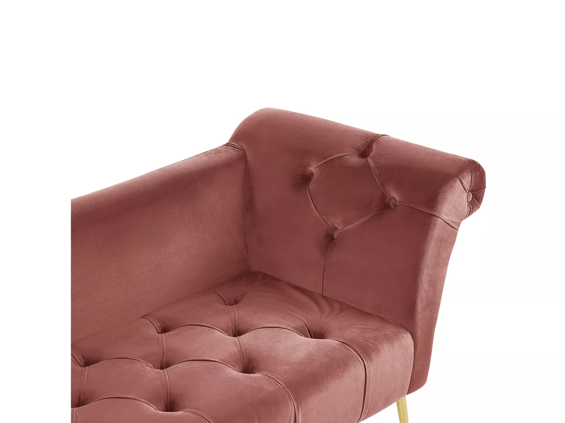 Chaise longue en velours rose NANTILLY