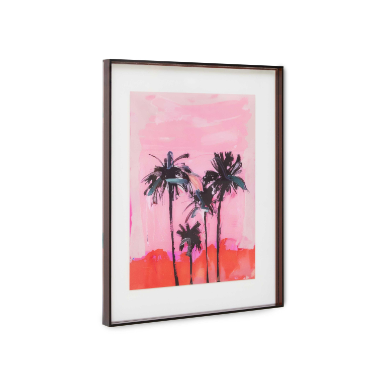 HKliving Acrylic Frame Brown Palms schilderij 40x50