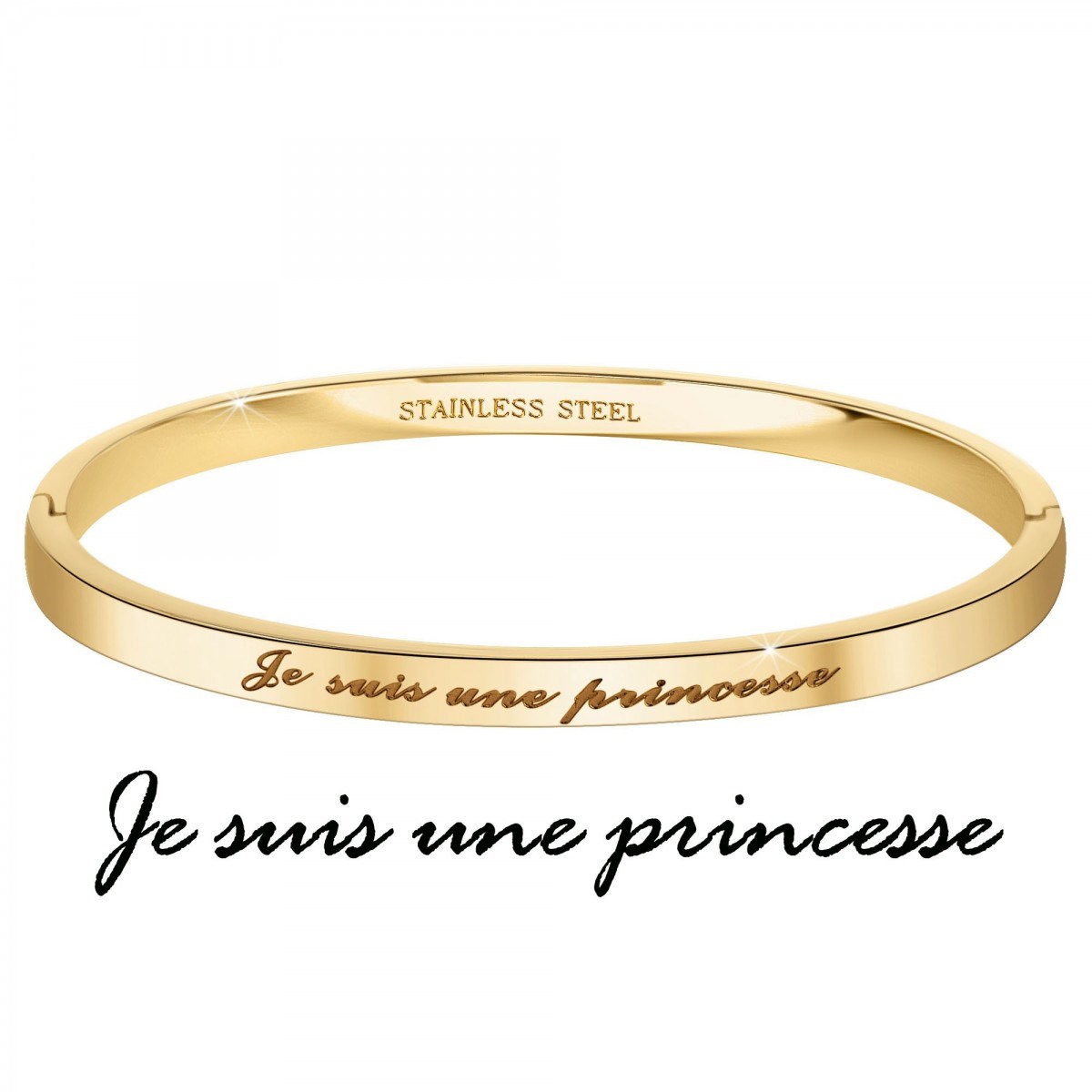 Je suis une princesse - Bracelet SC Crystal en Acier Finement doré