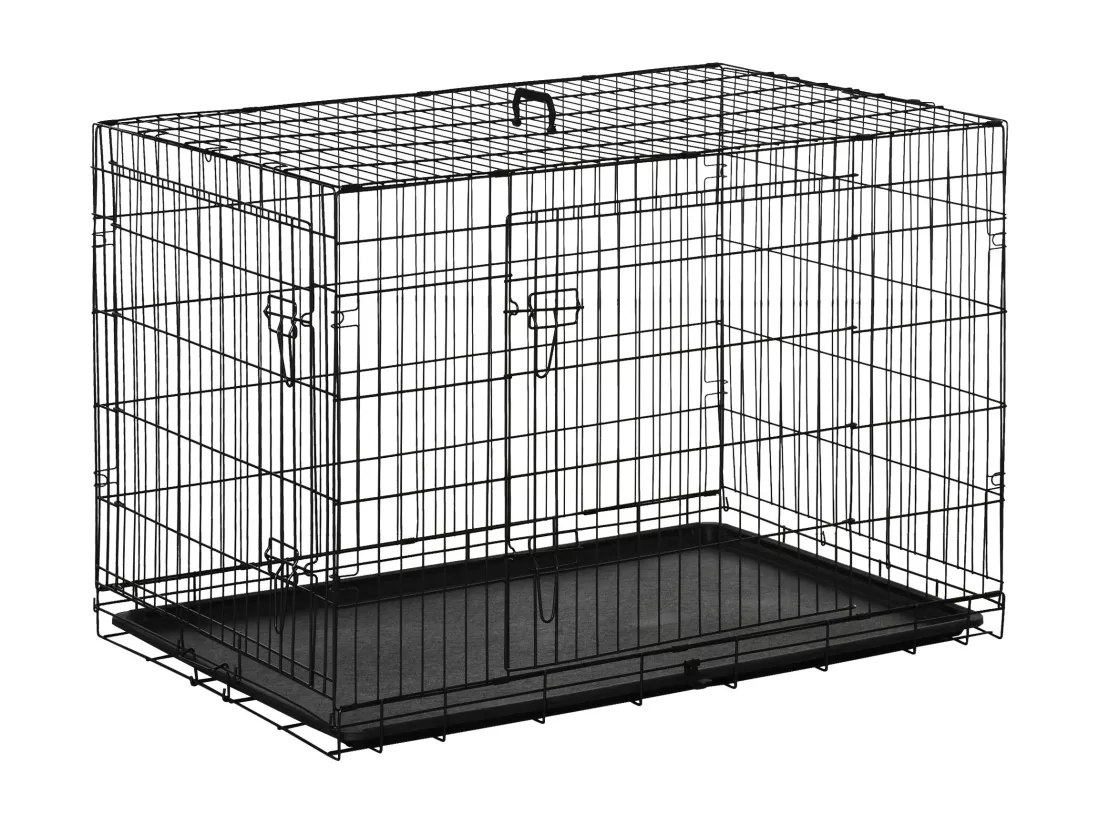 Cage caisse de transport pliante pour chien en métal noir 106 x 71 x 76 cm