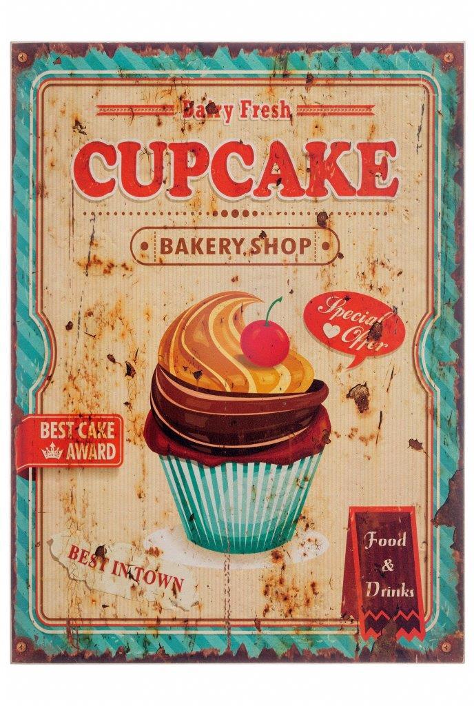 Holzschild CUPCAKE III - bunt - 30x40 cm